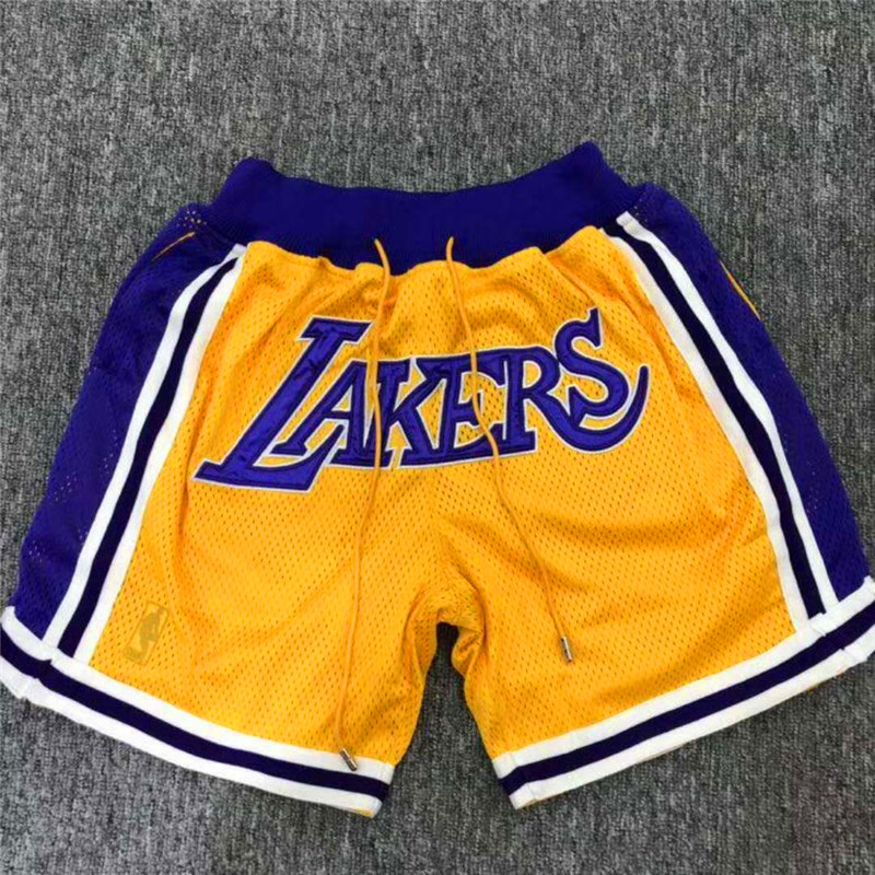 Men 2019 NBA Nike Los Angeles Lakers yellow style #2 shorts